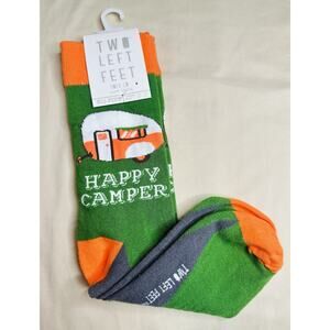 NWT Happy Camper Two Left Feet Fun Novelty Crew Socks